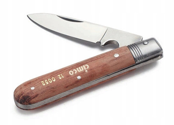 CIMCO Nóż Monterski do Kabli Drewniany Prosty Składany 70mm